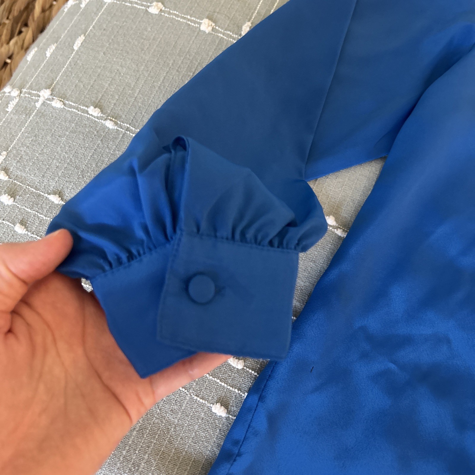 Vintage 90s Hana Sung Royal Blue Blouse Size 12