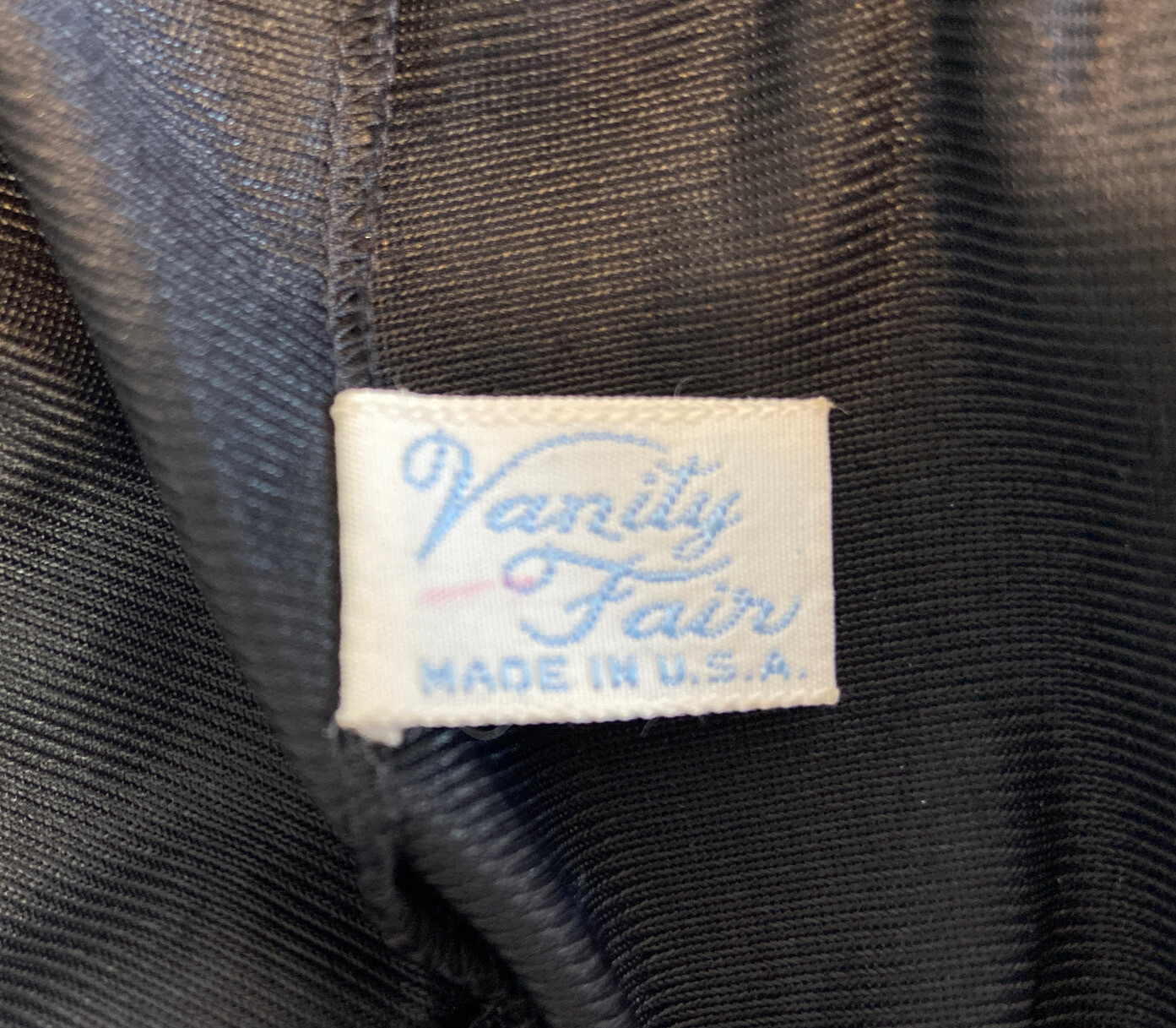 Vtg 1950’s Vanity Fair Black Half Slip Lace Trimmed Tricot Nylon Size Medium