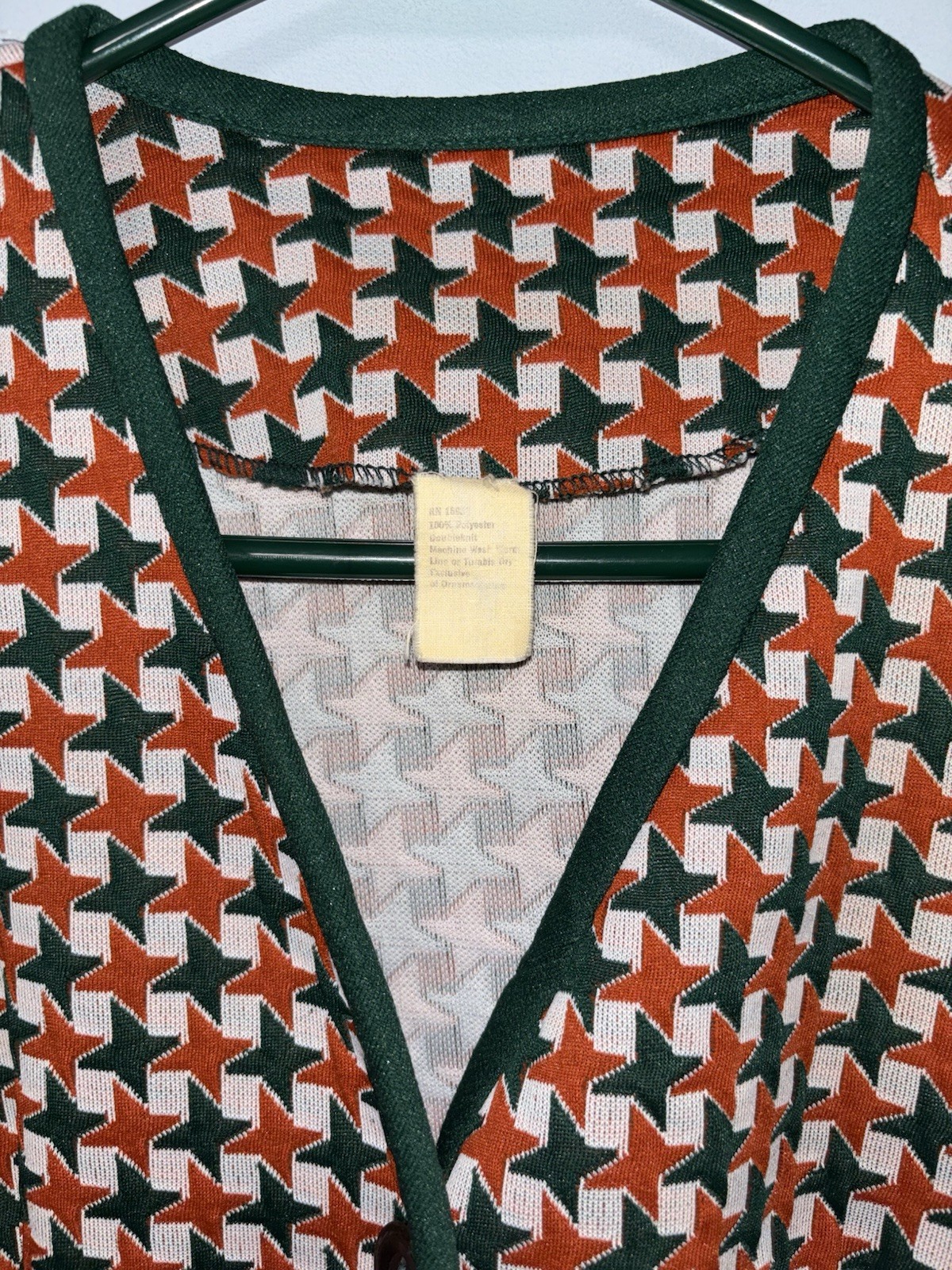 Vintage 70’s Double Knit Polyester Blazer Jacket Women’s Medium Houndstooth