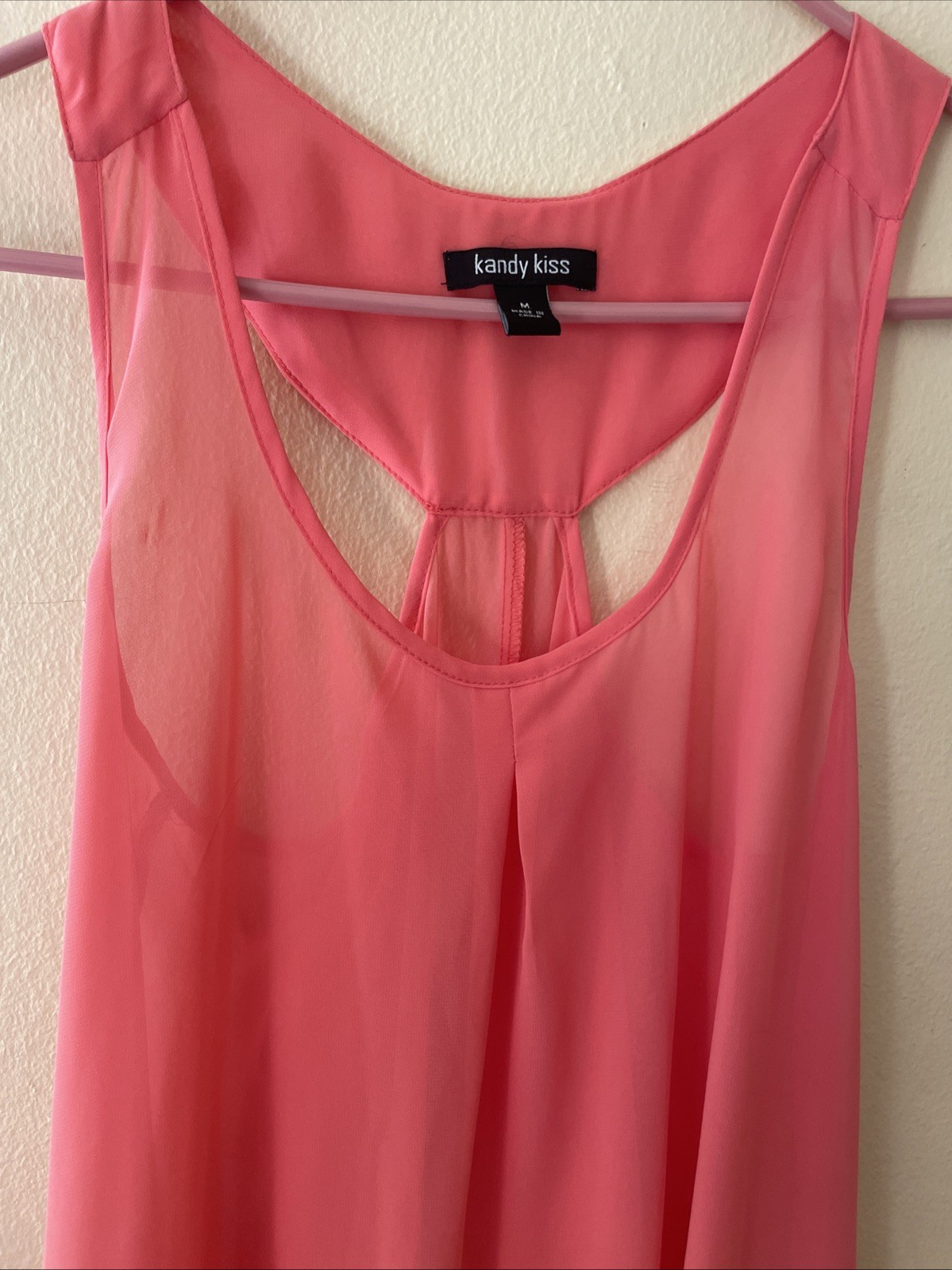 VTG Y2K Coral Orange Sheer High Low Babydoll Lingerie Slip Nightgown Kandy Kiss
