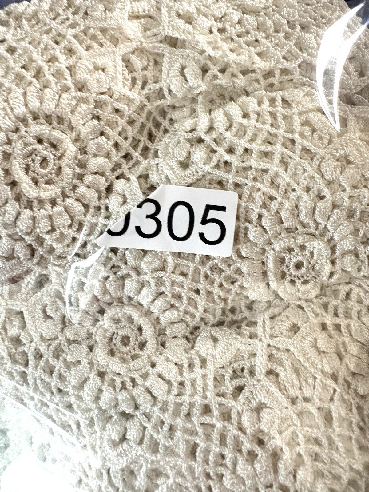 Vintage 70s Hand Crocheted Boho Crochet Top Cream Floral Lace Festival Hippie M