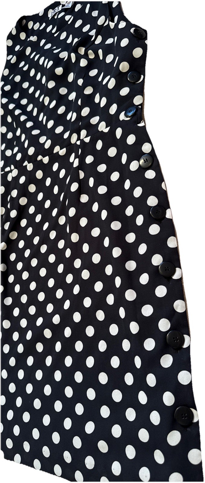 Vintage Polka Dot JRT Newport News Dress Chiffon Side Button Classic Preppy L