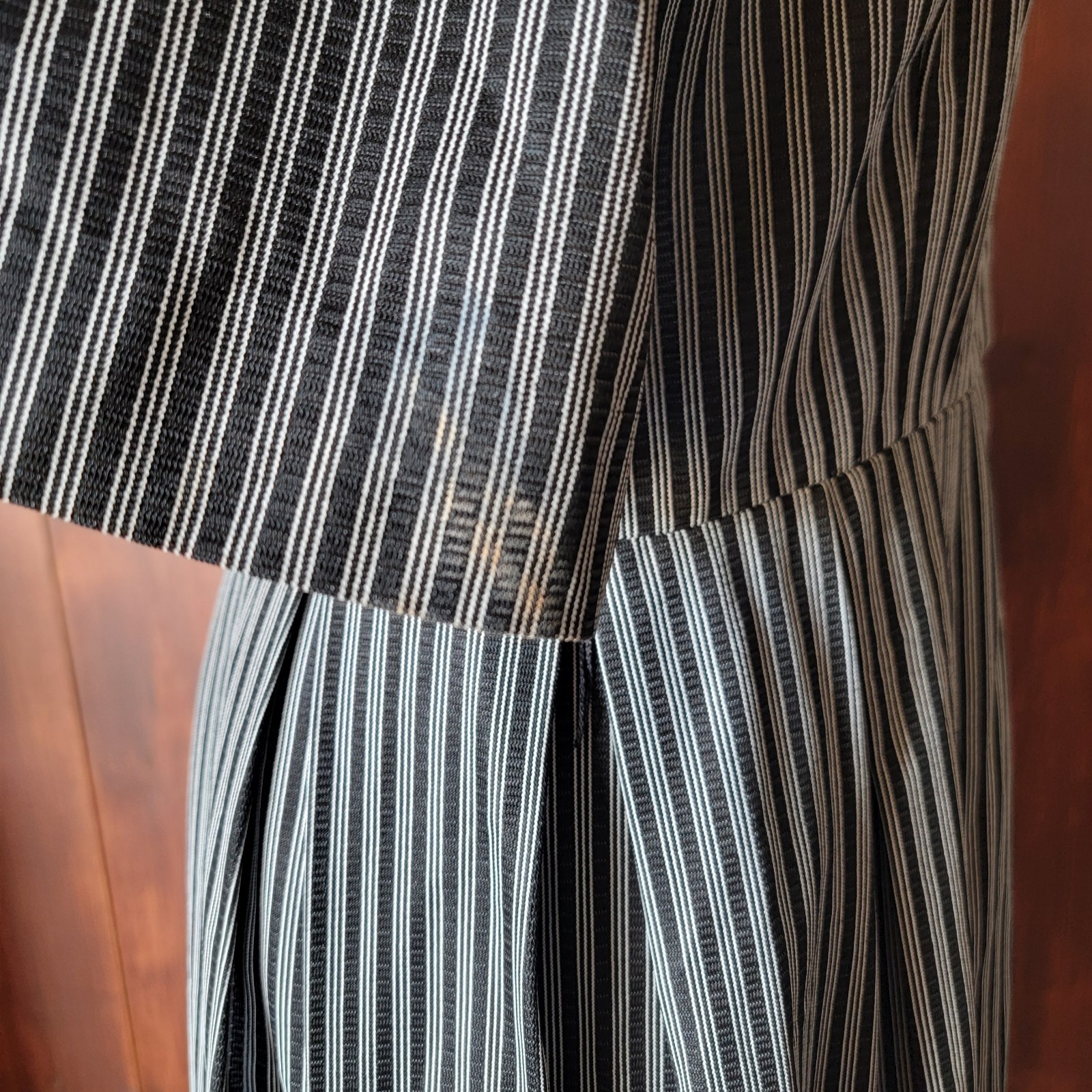 Vintage Miss Marilyn of Dallas 50s Black & White Striped Dress Collared Buttons