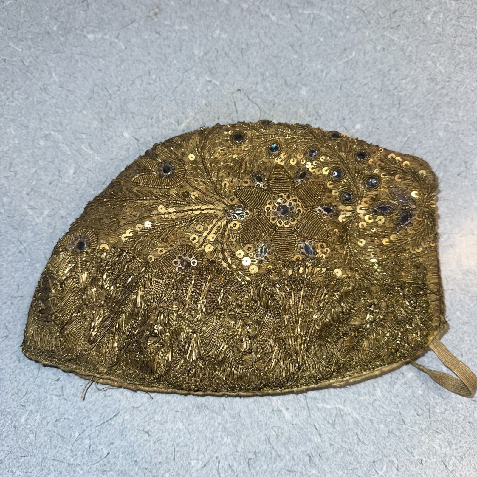 Antique 18th Century Fine Woman’s Hat Coif Gold Floral Designs European Beaded
