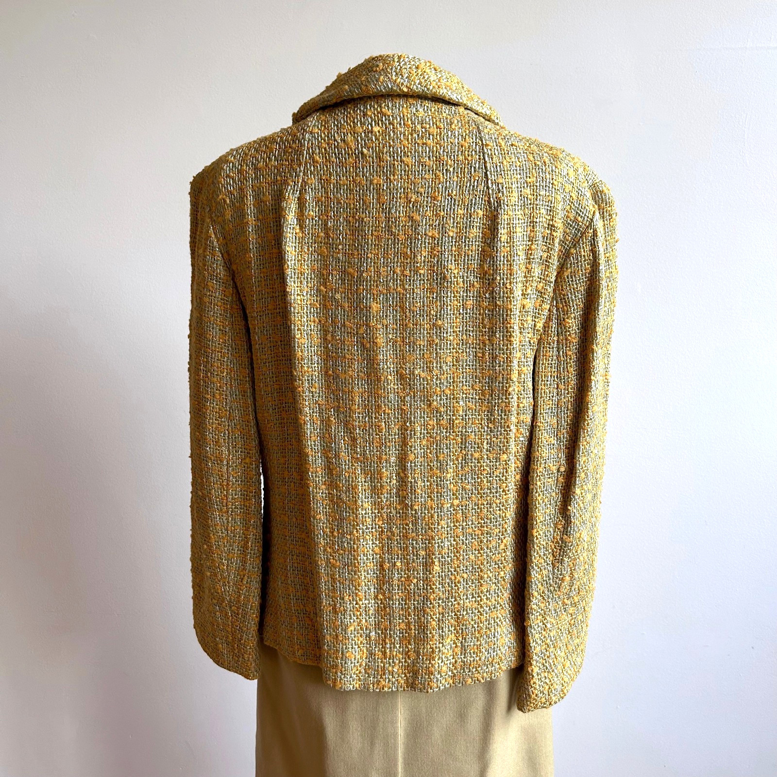 Vintage 1950s Yellow Green Tweed Soft Tailored Blazer Jacket Maisel sz M L 10 12