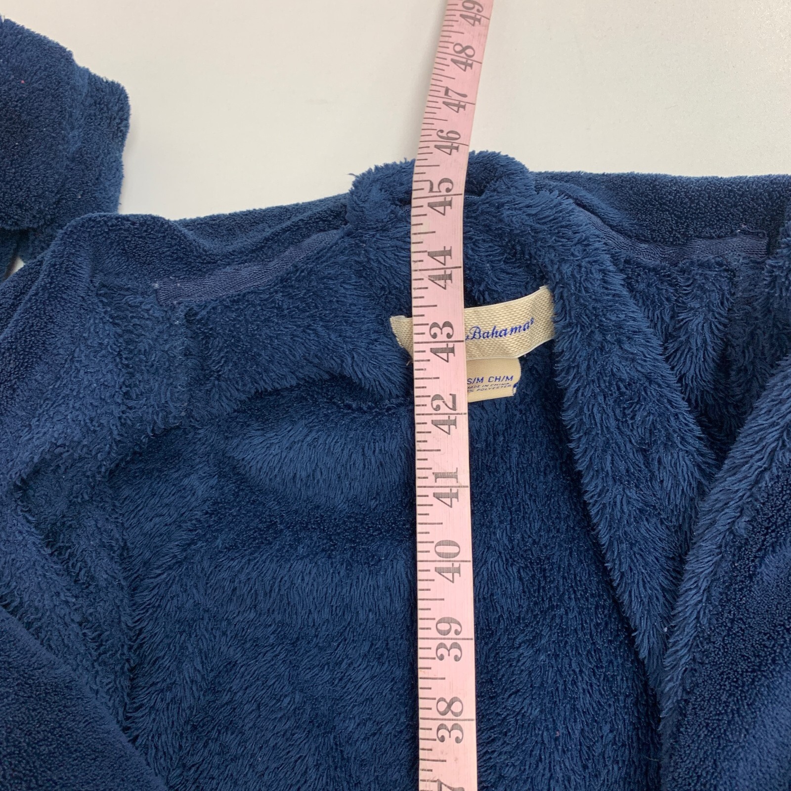 Tommy Bahama Robe Adult S/M Small Medium Navy Fleece Soft Belted Long Bathrobe