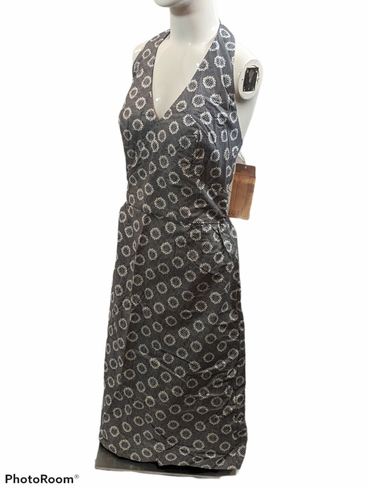 VTG Malbe Original Print Cotton Vintage 1990s Halter Neck Lined Sun Dress Sz 12
