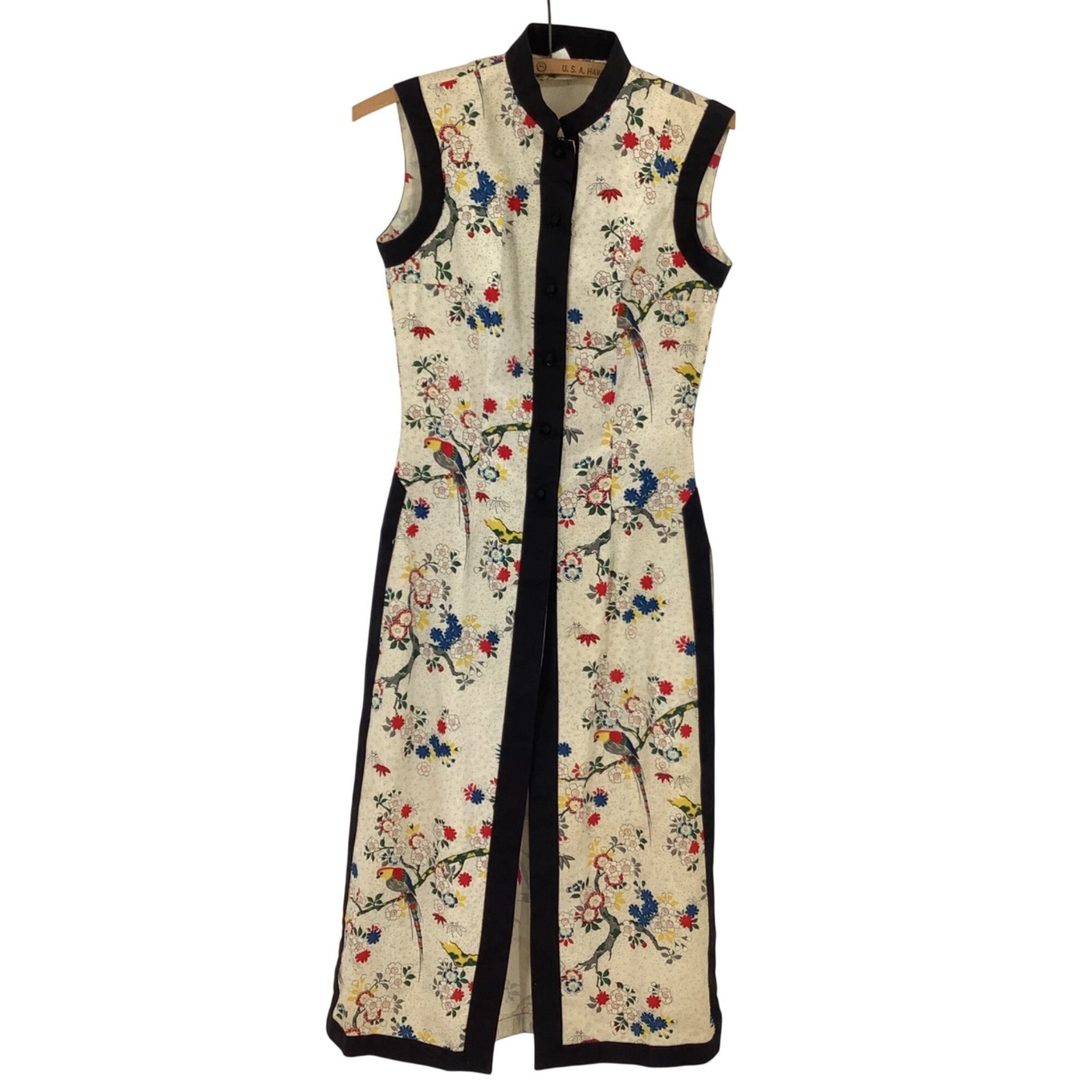 Vintage Sun Fashions Hawaii Floral Sleeveless Button-Down Long Dress Size 10