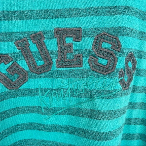 VTG Guess Knitwear USA Green 90’s Y2K Embroidered Boxy Cotton T-Shirt One Size