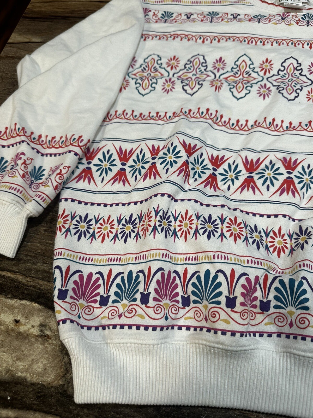 vintage cottage core sweater Grandmacore Color Pattern Blast Size M Floral Geo
