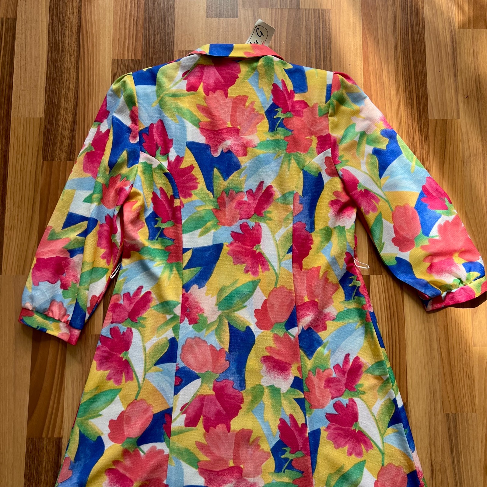 1970s Floral Button Front Midi Dress Belted Long Sleeves Aline Plus Size EU 42