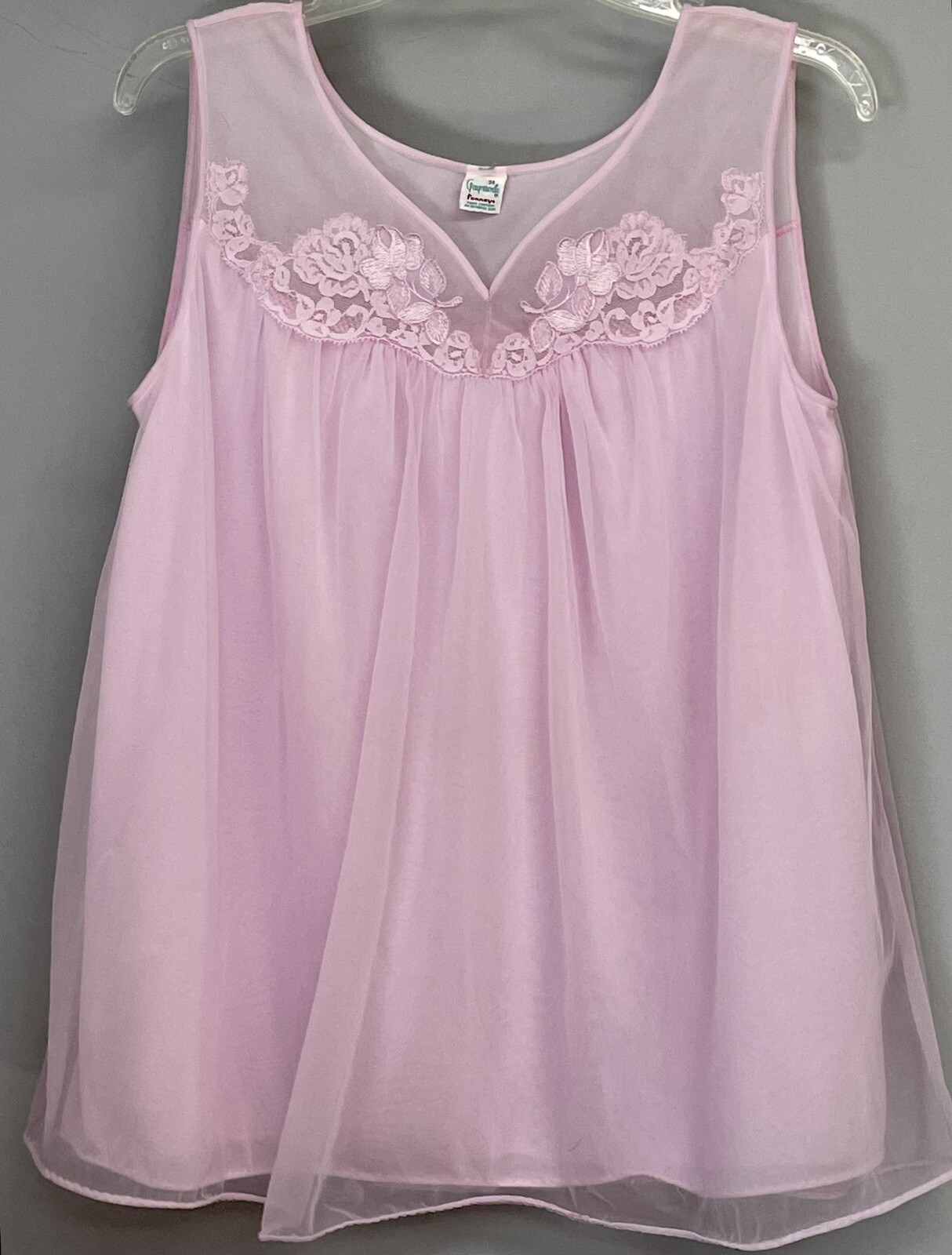Vintage Gaymode Pennys Babydoll Nylon Chiffon Nightgown Nighty S 34 Lavender