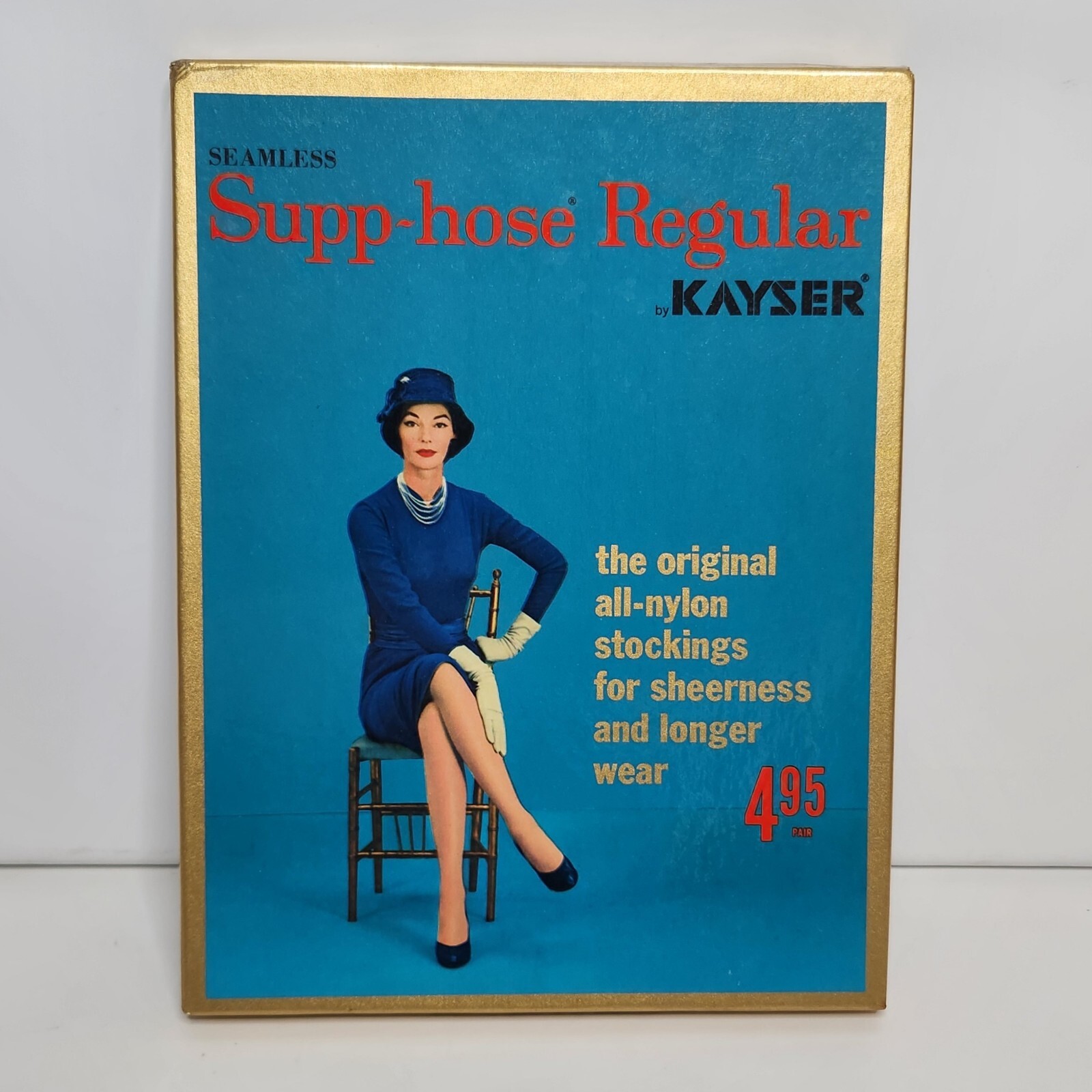 Vintage Supp-Hose Kayser Nylon Stockings Seamless Pantyhose Honey Tall 9 1/2-10L