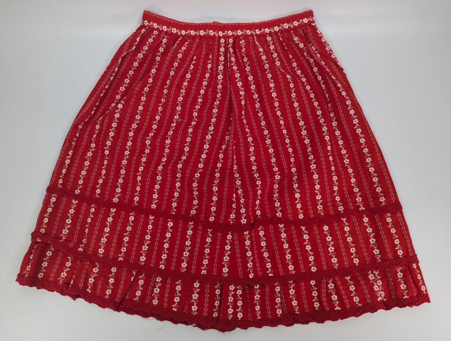 Vintage Lucie Linden Red Floral 3pc Vest Top Skirt Shorts Set Size 48