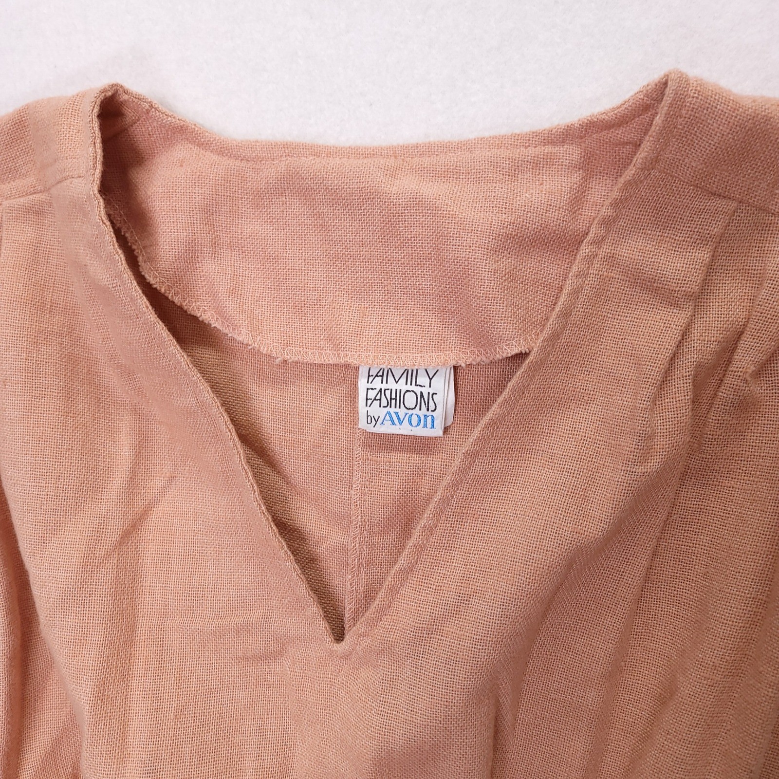 Vintage Family Fashions by Avon Pink V-Neck Elastic Waist Dress Size 11/12 20199