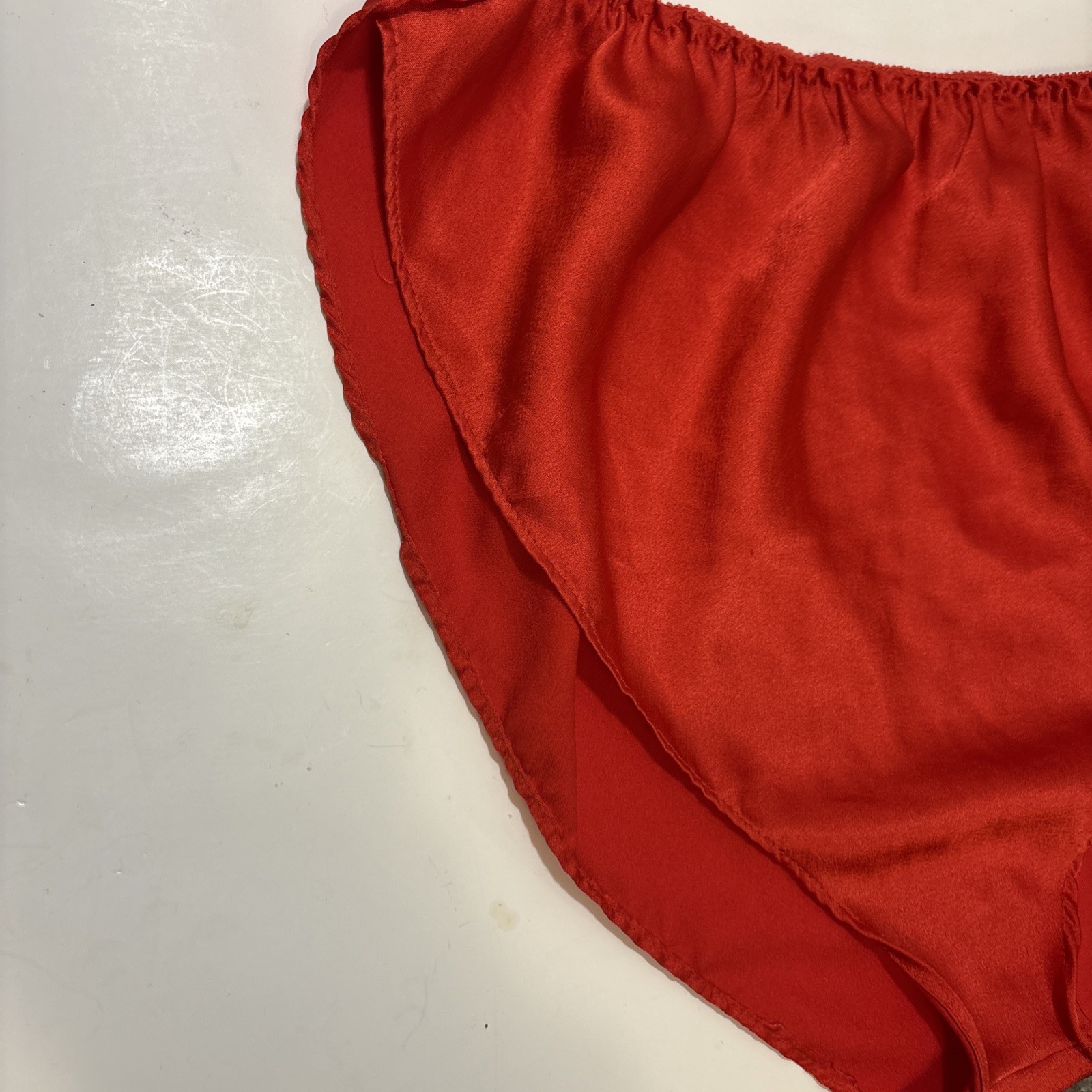 VTG Glossy RED Satin Shiny high cut flutter sissy tap panties XXL to 44” waist