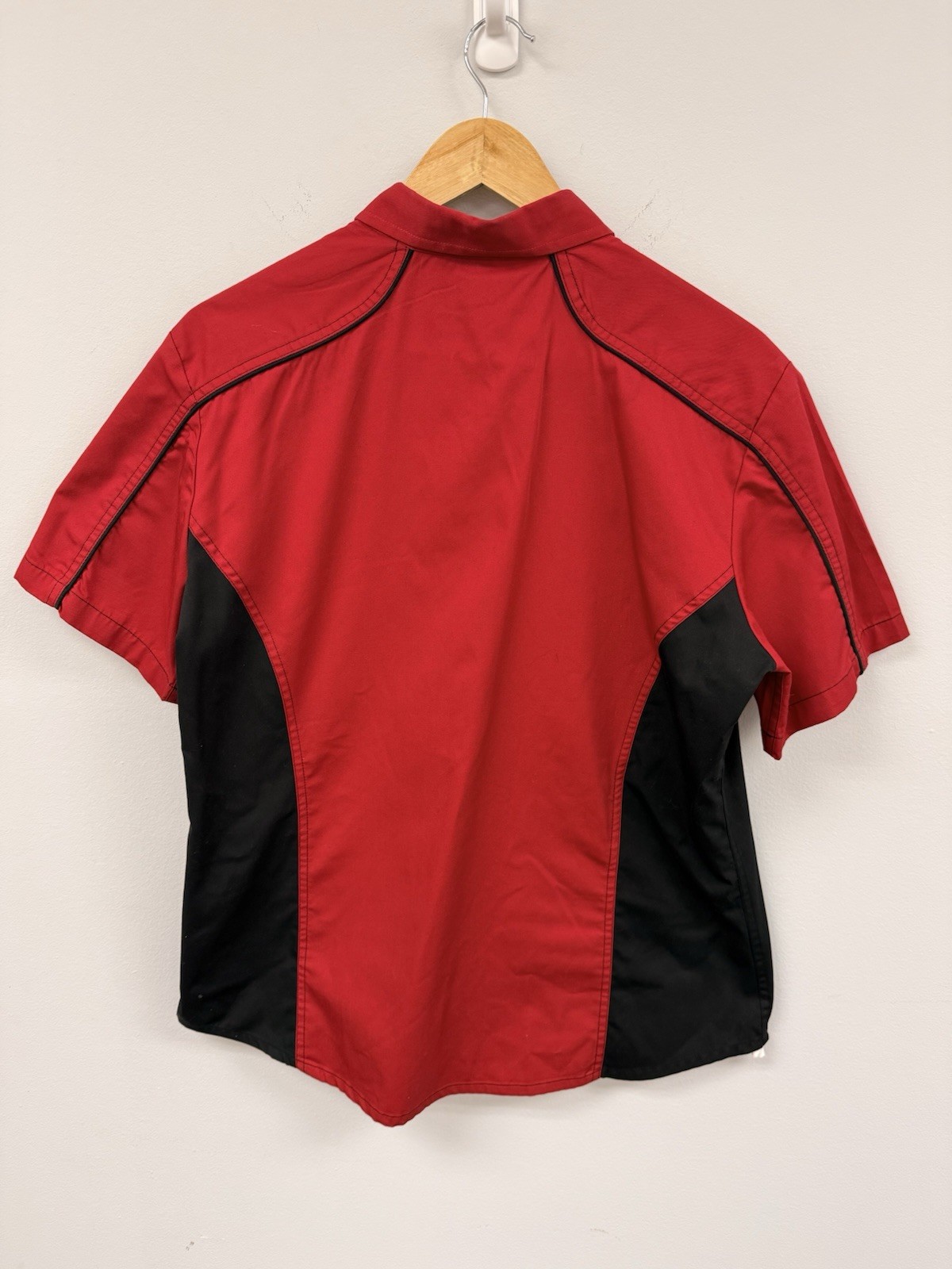 Vintage Style Bowling Shirt Red Black OES Eastern Star Patch North End L