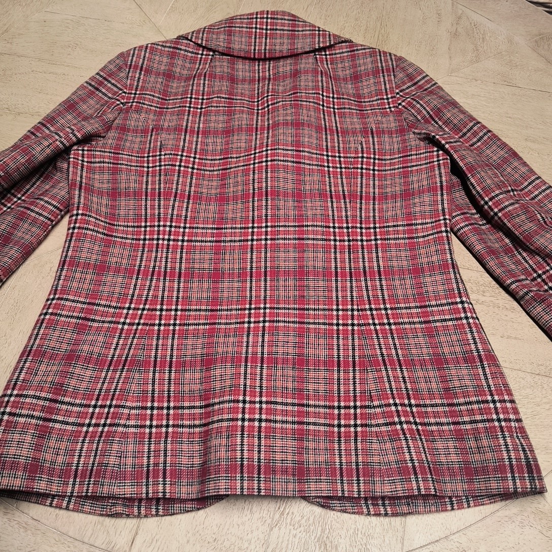 Vintage Pendleton Plaid Blazer Jacket 100% Virgin Wool Red Green Tartan Size 16