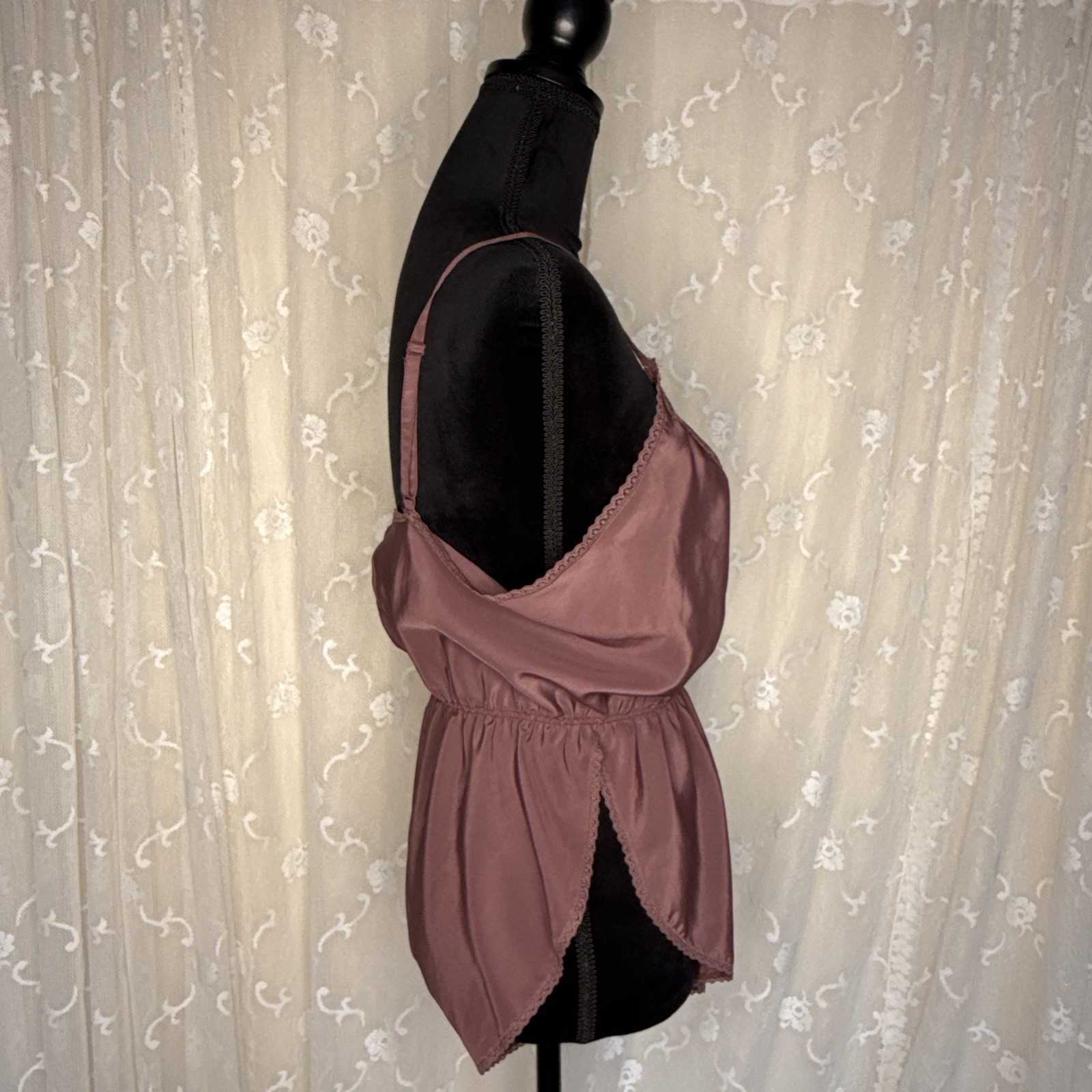VTG Lorraine Solid Grape & Scalloped Lace Sissy Teddy Romper Playsuit Med 38 B