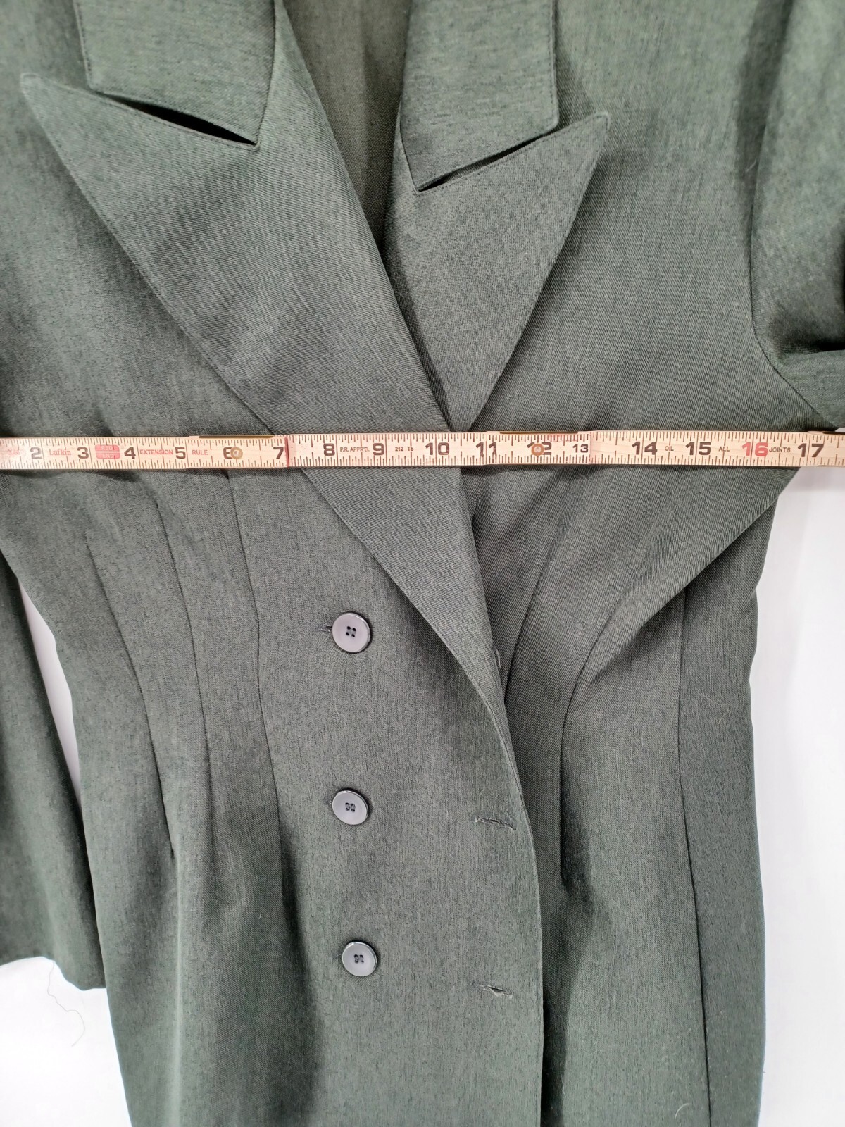 Vintage La Belle Olive Green Blazer cardigan jacket 3 button shoulder pads Women