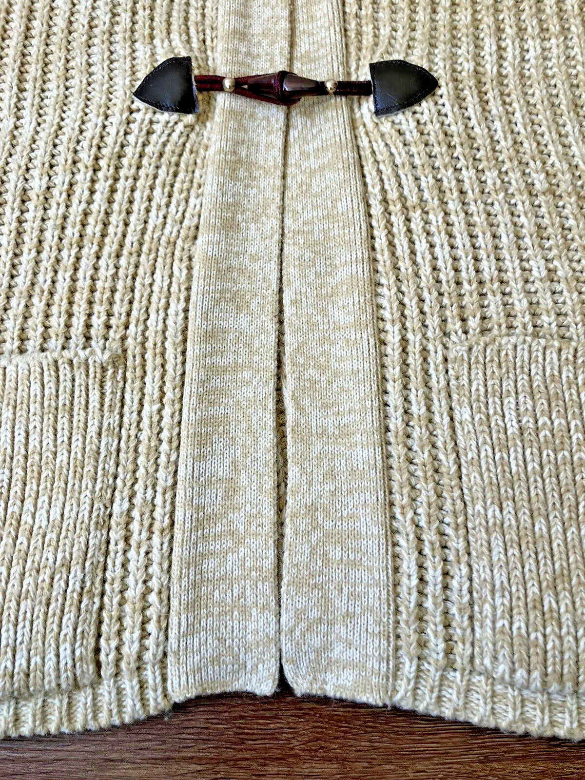 Vintage ’70s Montgomery Ward Hooded Chunky Sweater Jacket Toggle Buttons XL/XXL
