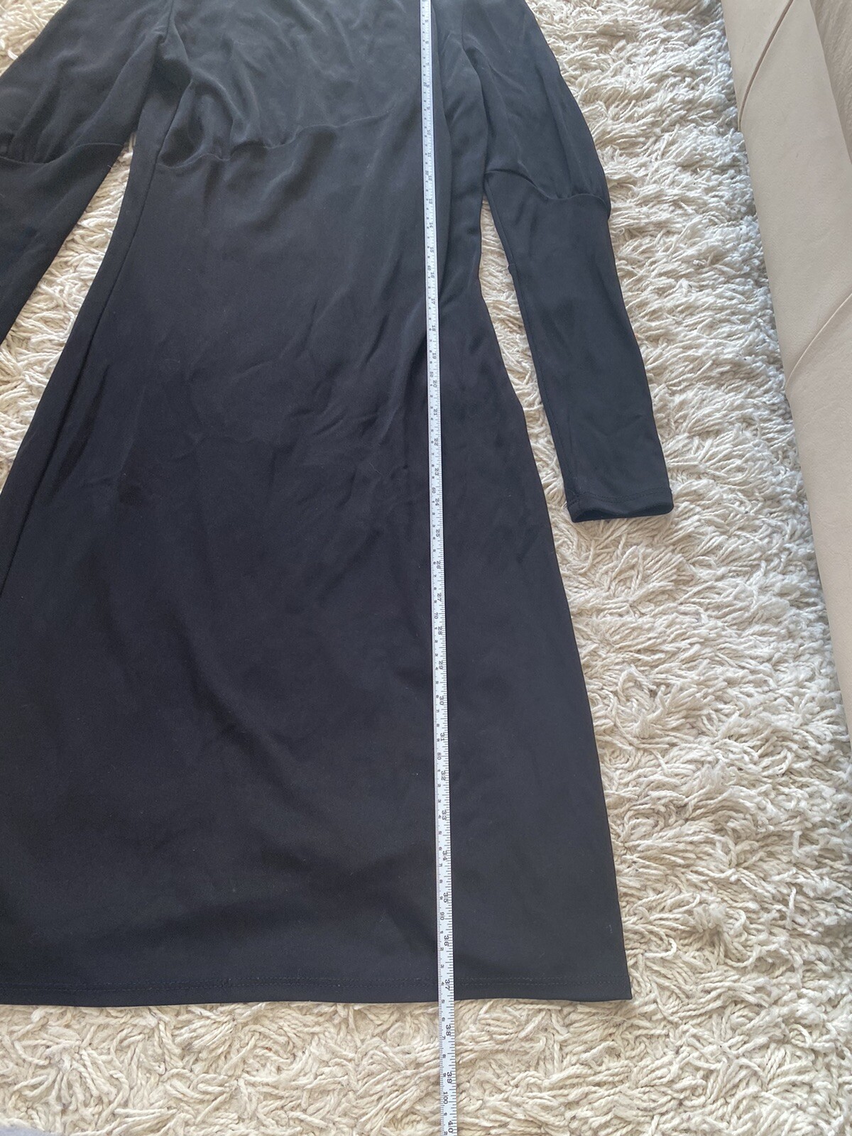 Vintage A.B.S. By Allen Schwartz Dress Black A-Line Small Mid Length Swing