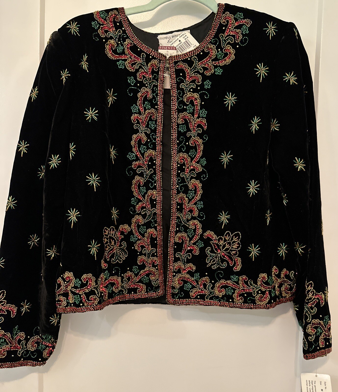 Vintage Adrianna Papell Evening Beaded Velvet Jacket Holiday NWT Women’s Sz M