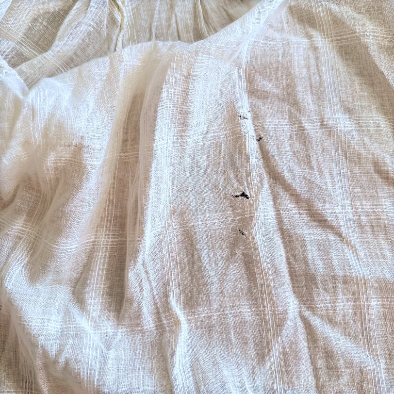 Antique Edwardian 1910s White Cotton Voile Open Blouse Lawn Jacket Size Small