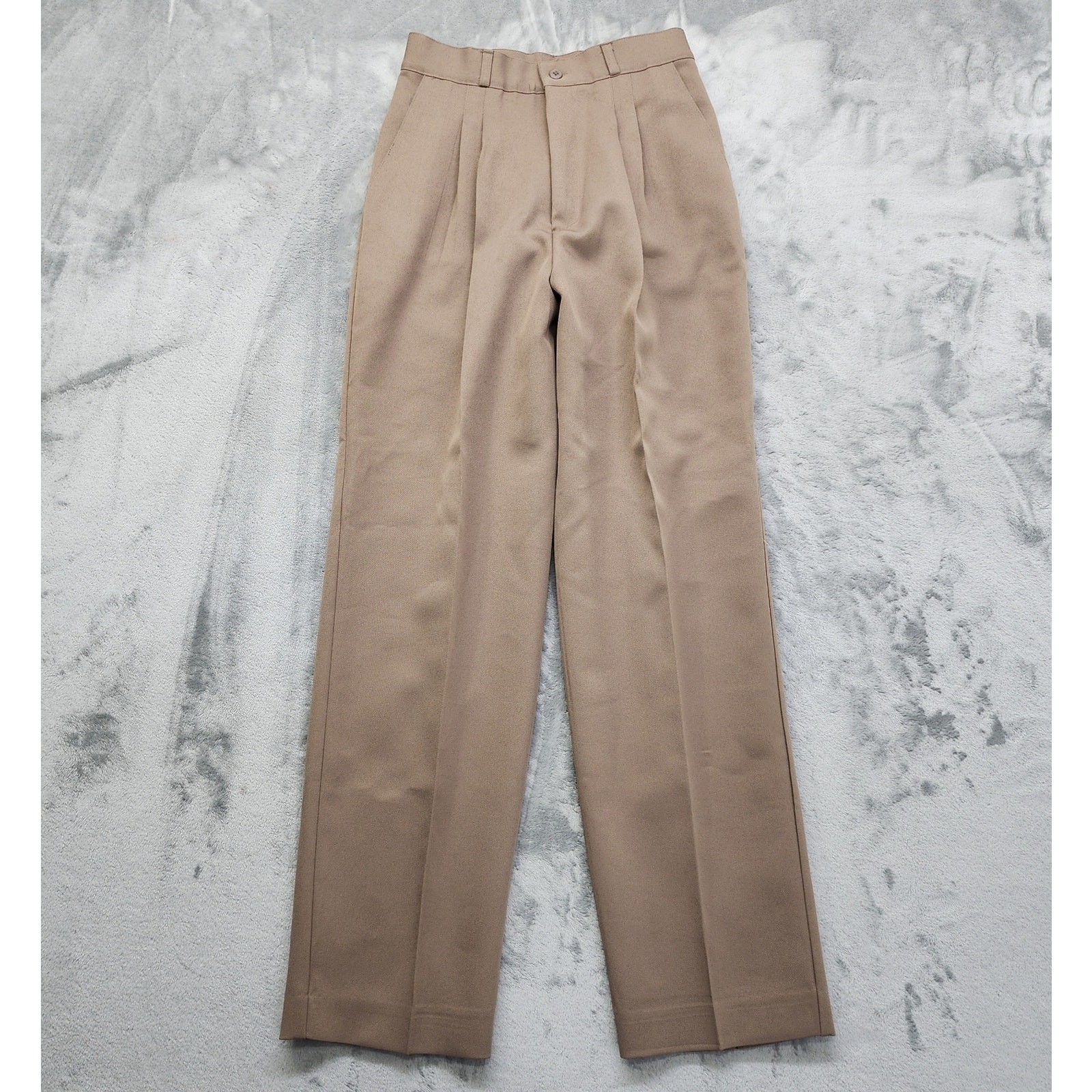 Vintage 80s Avon Fashions Pants Womens 9/10 Tan Pleated High Rise Tapered Preppy
