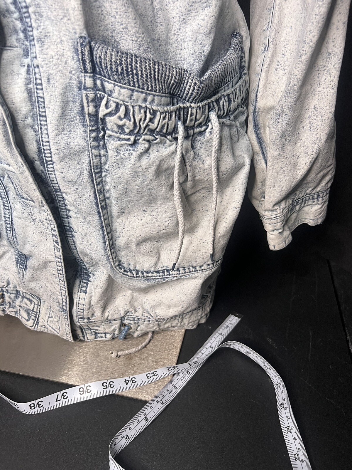 Vtg East West Coat Jacket Womens Lrg. Denim Stone Acid Wash 80’s Streetwear Y2K
