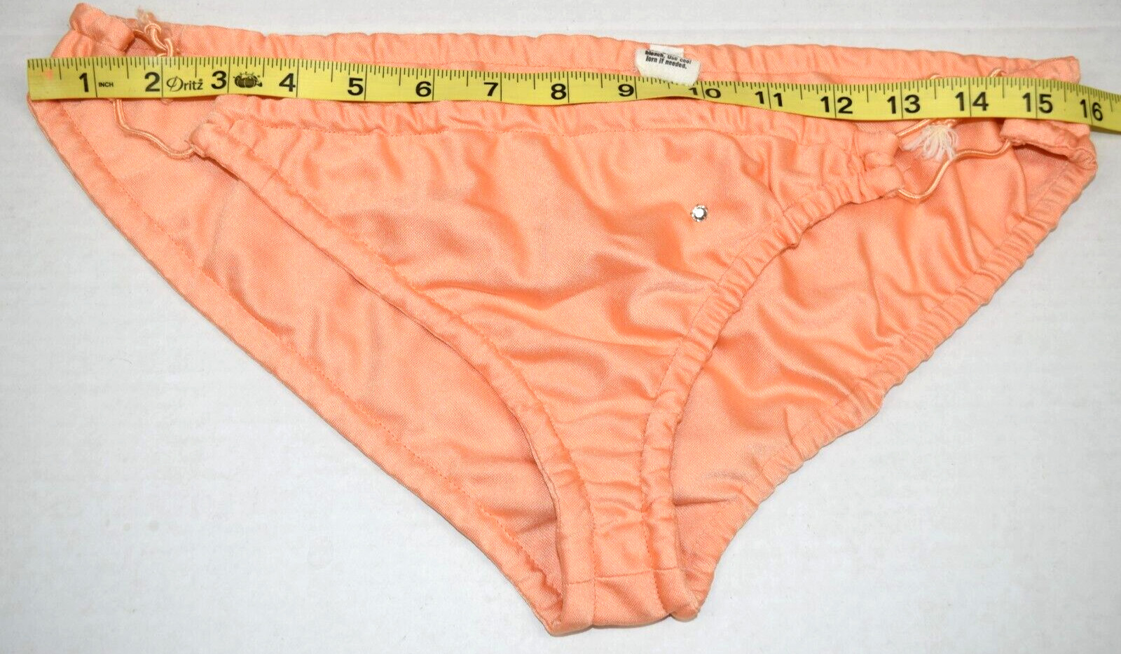 Vintage Shirt Bikini 3 Piece Set Size S/M 70s Melon Orange Bedazzled Silky