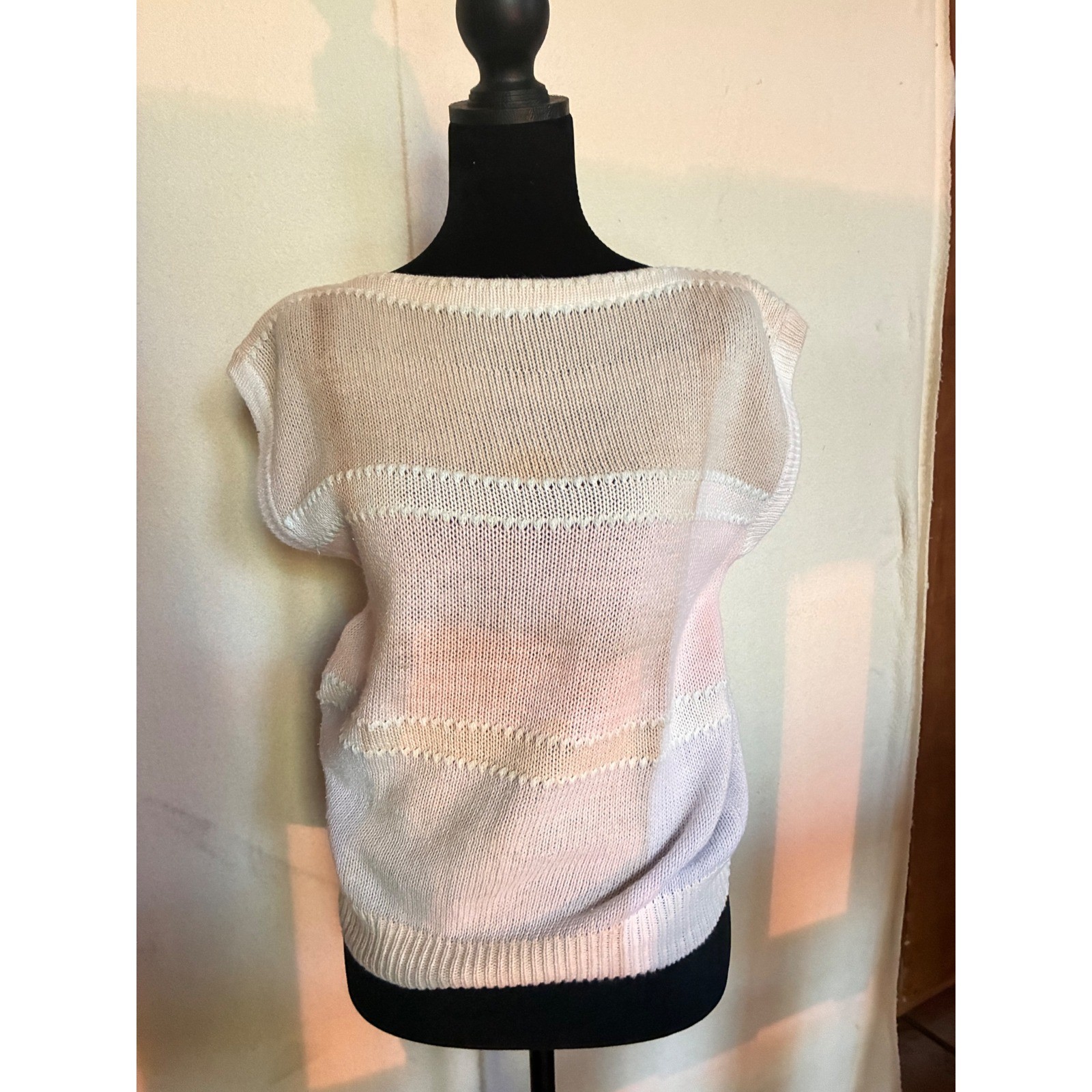 Country Suburbans Knit Sweater Vest Women M Pastel Colorblock Excellent Striped