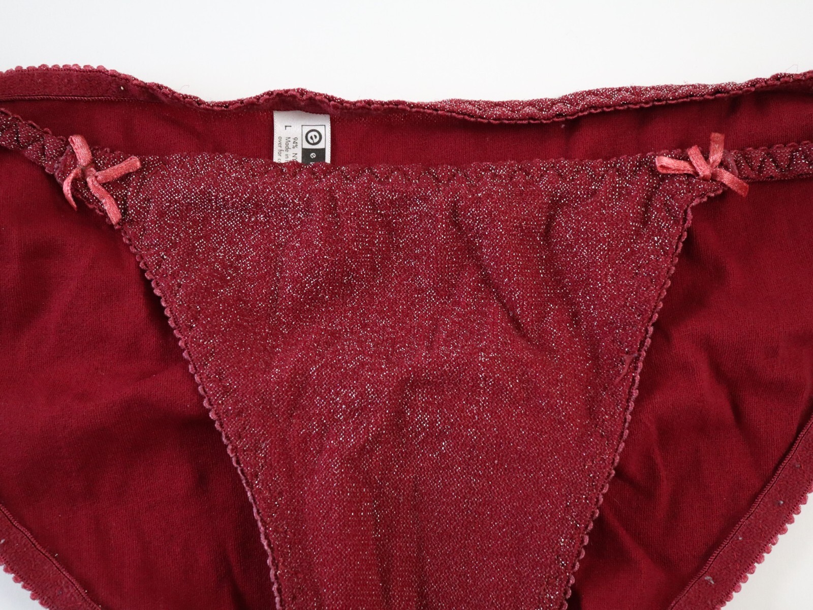 True Vintage Ellemenno 90s Y2K Shiny Glittery String Bikini Panty LARGE