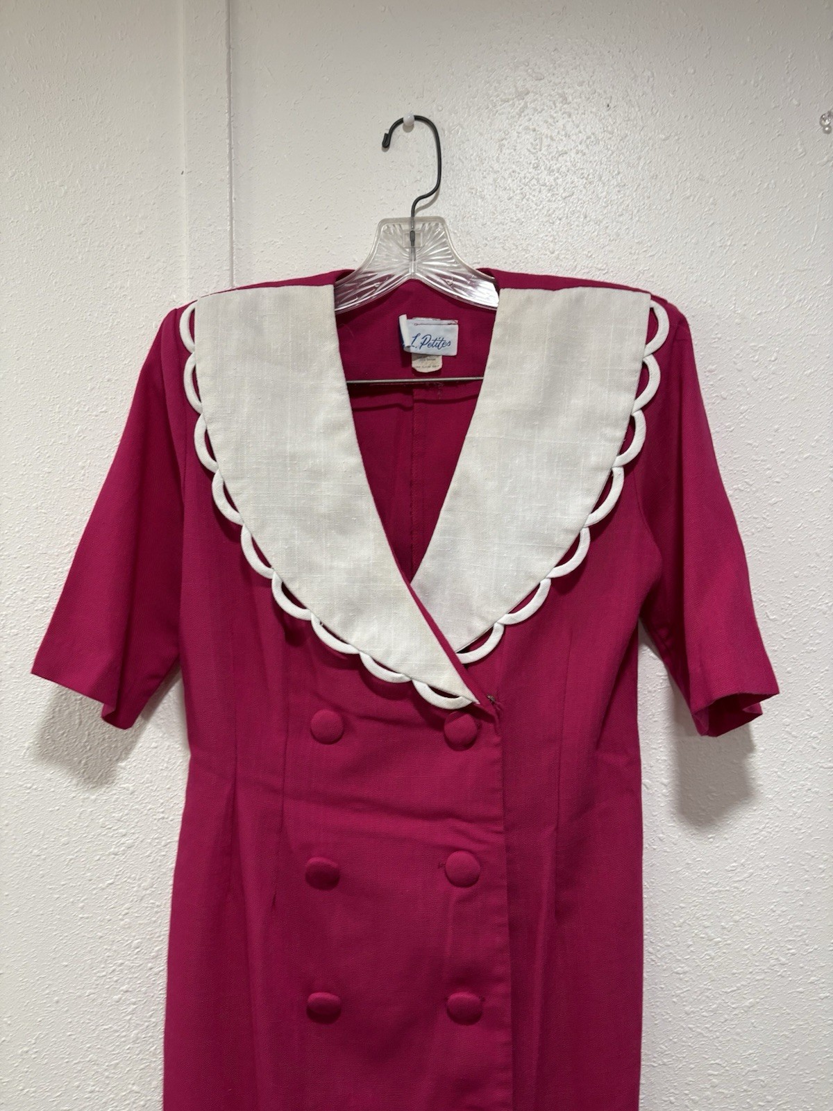 S L Petites Vintage Hot Pink Front Button A Frame Dress