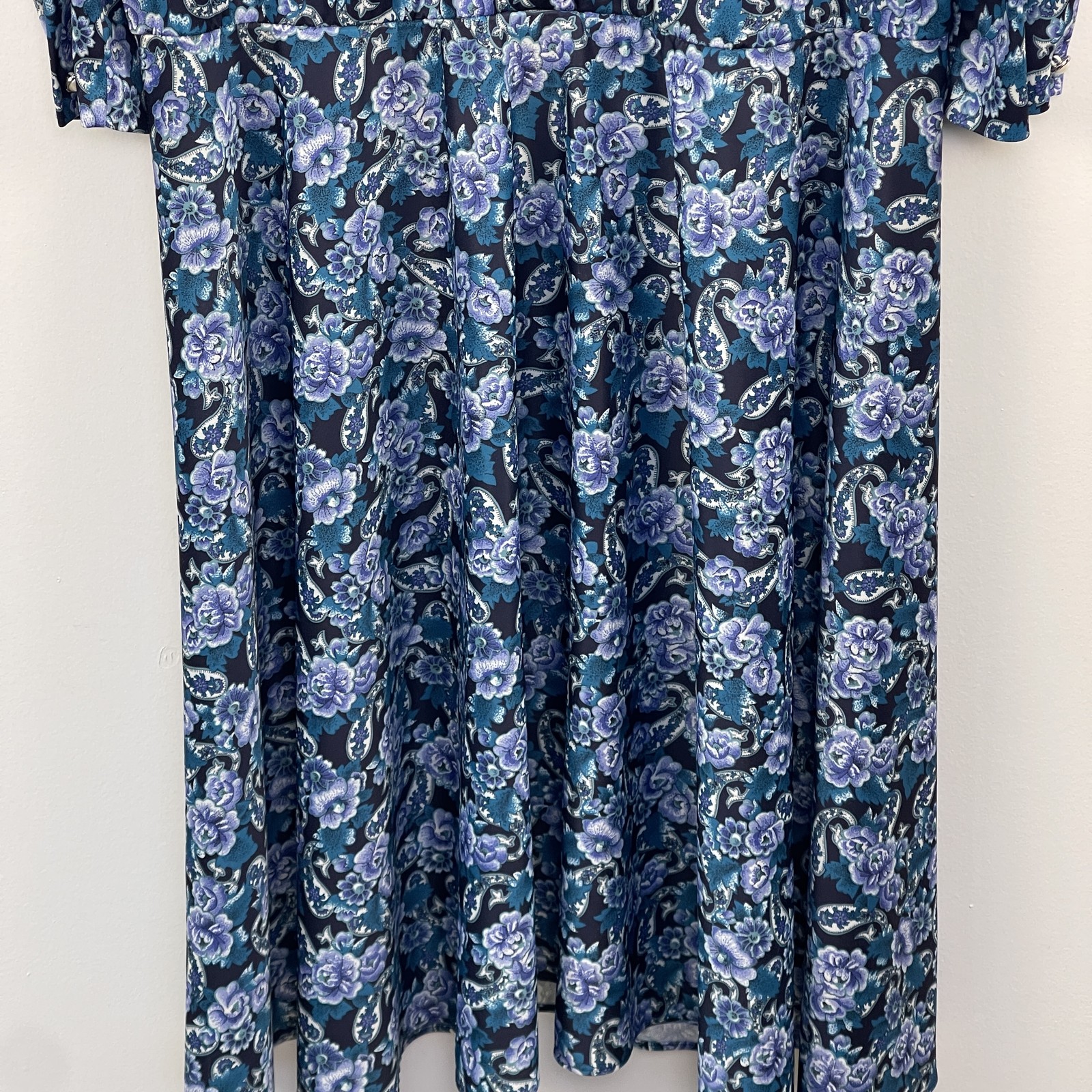 Whirlaway Frocks Blue Floral Long Sleeve Prairie Dress with Lace Collar Size 20