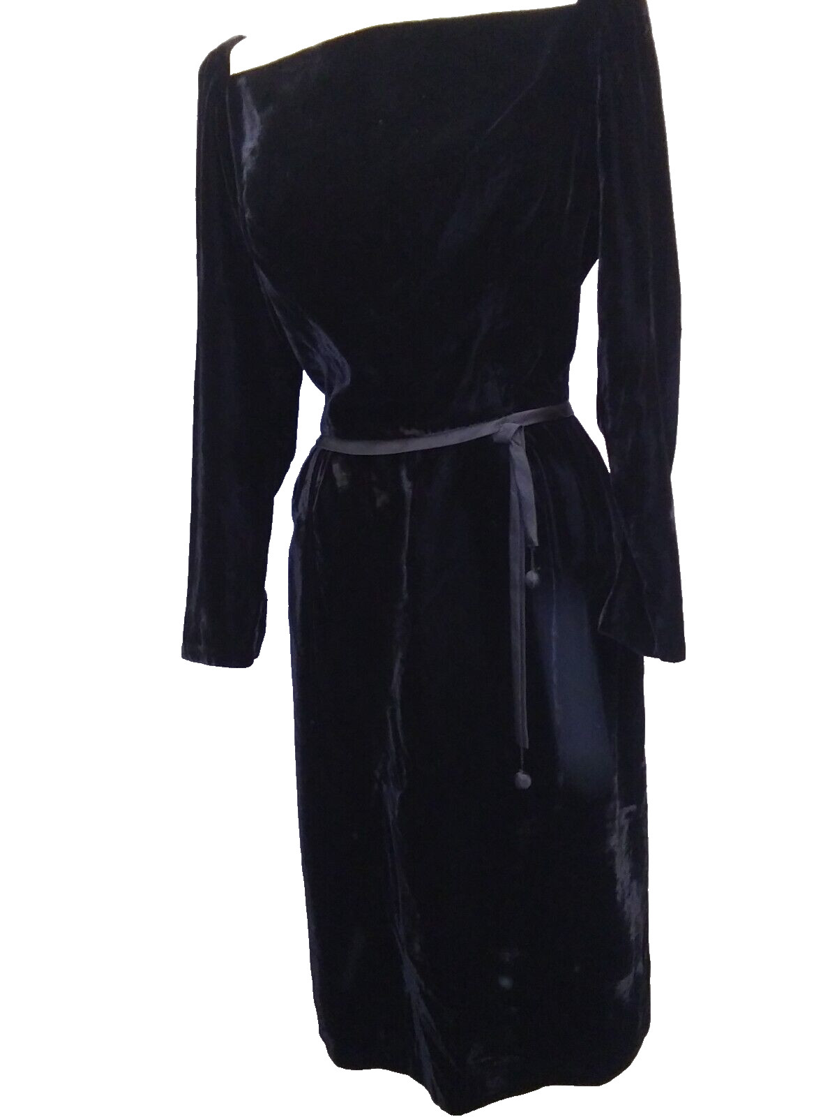 Vintage 1950’s 60’s Black Rayon Velvet Cocktail Dress Size Medium