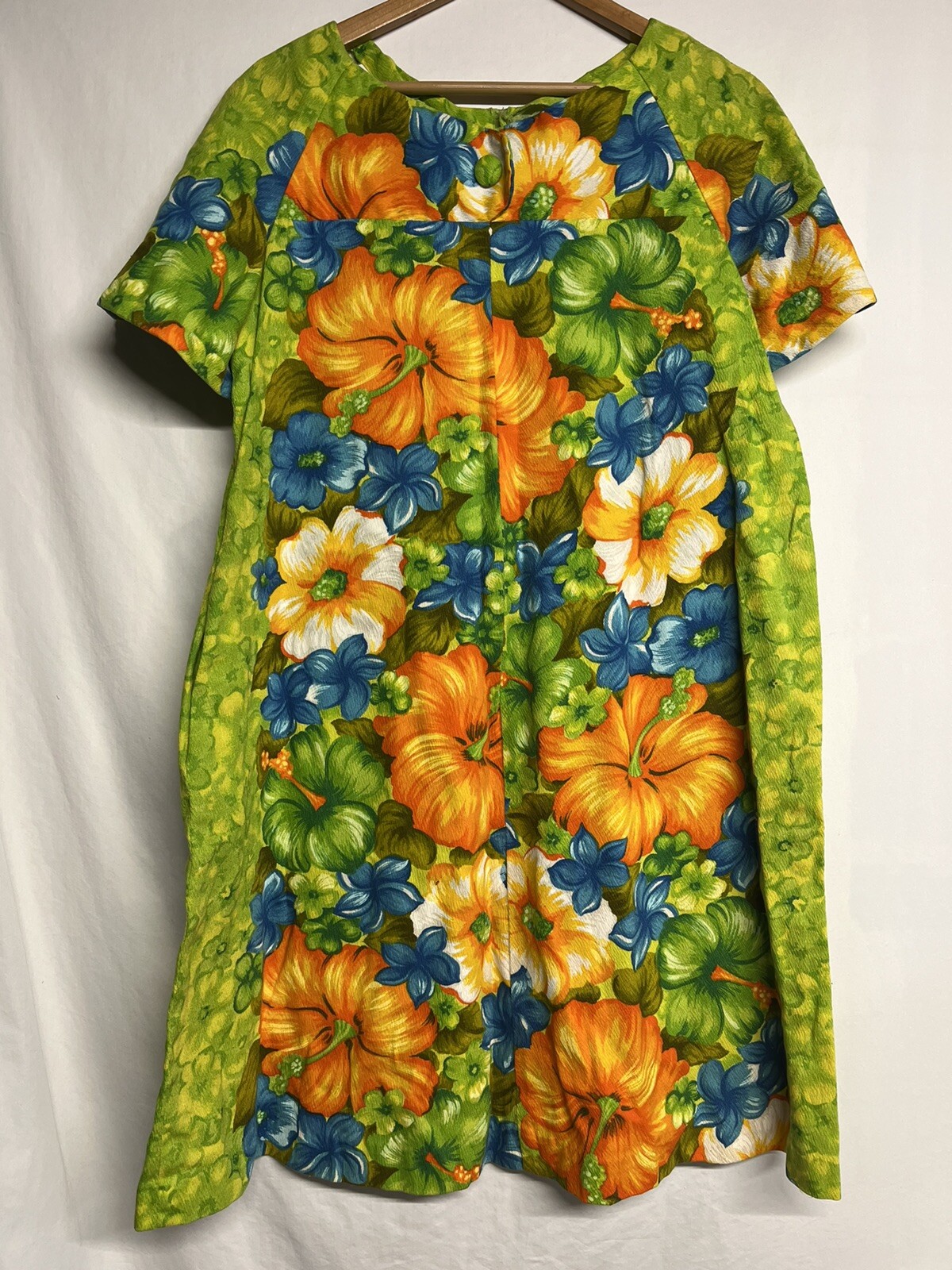 Hawaiian Togs Vintage Barkcloth Muumuu Dress size L