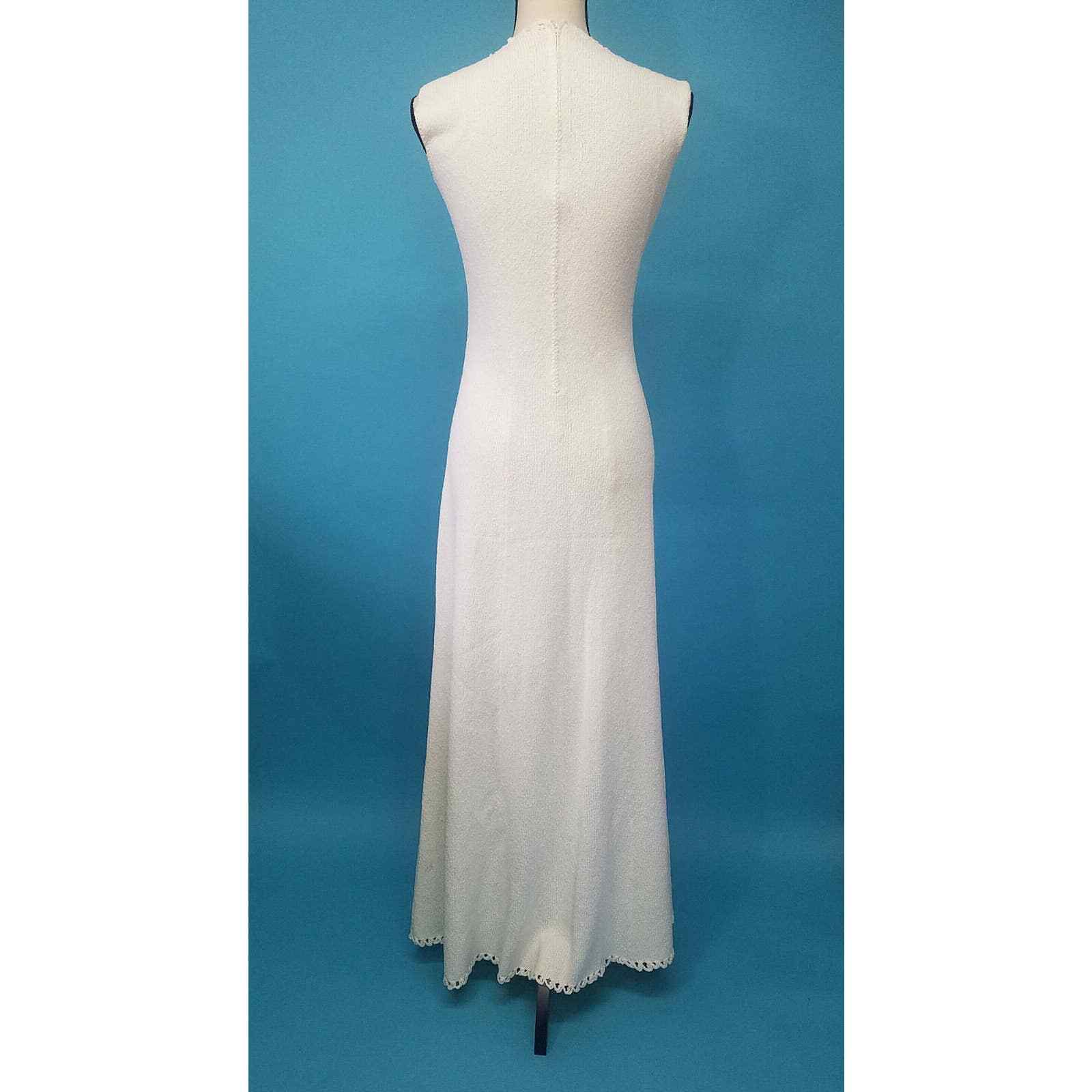 Vtg 1970s Miss JoAnn Knit Maxi Cream Ivory Bridal Evening Tag Size 12/Modern 4