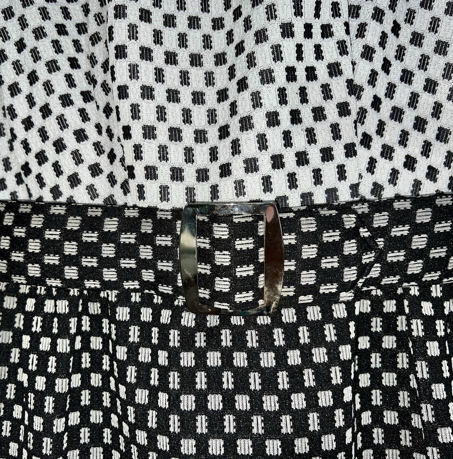 NOS Vintage MOD DRESS 1960-1970’s Black/White Polyester MCM Sz S READ Details