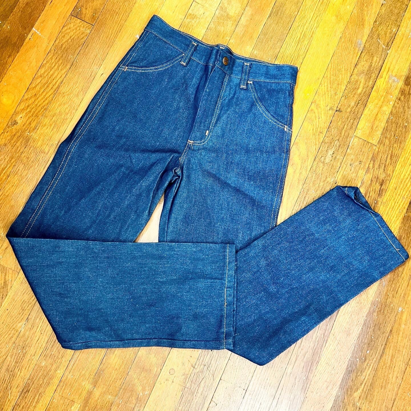 DEADSTOCK MAVERICK 1970’s 70s Vintage Dark Denim Orange Stitch Vintage Jeans 27w