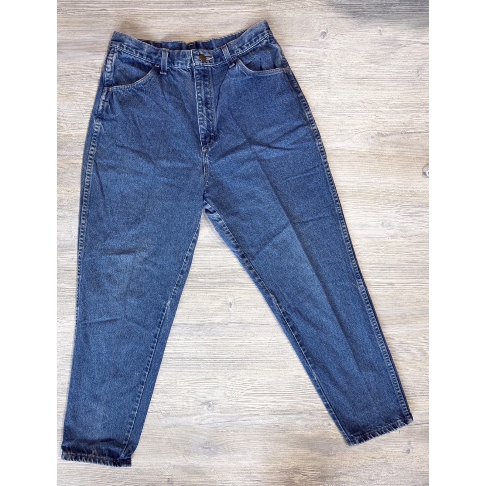 Vintage Rustler High Waisted Mom Jeans Medium Wash Tapered Leg USA 16 Petite