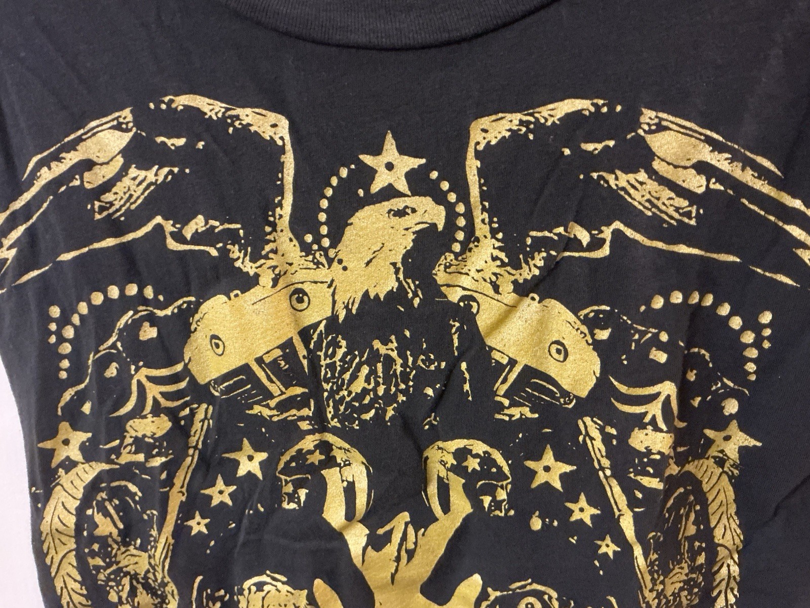 Vintage Y2K Grunge Woman’s Kill City Skulls Motorcycle Eagle 8 Ball Shirt Nice!
