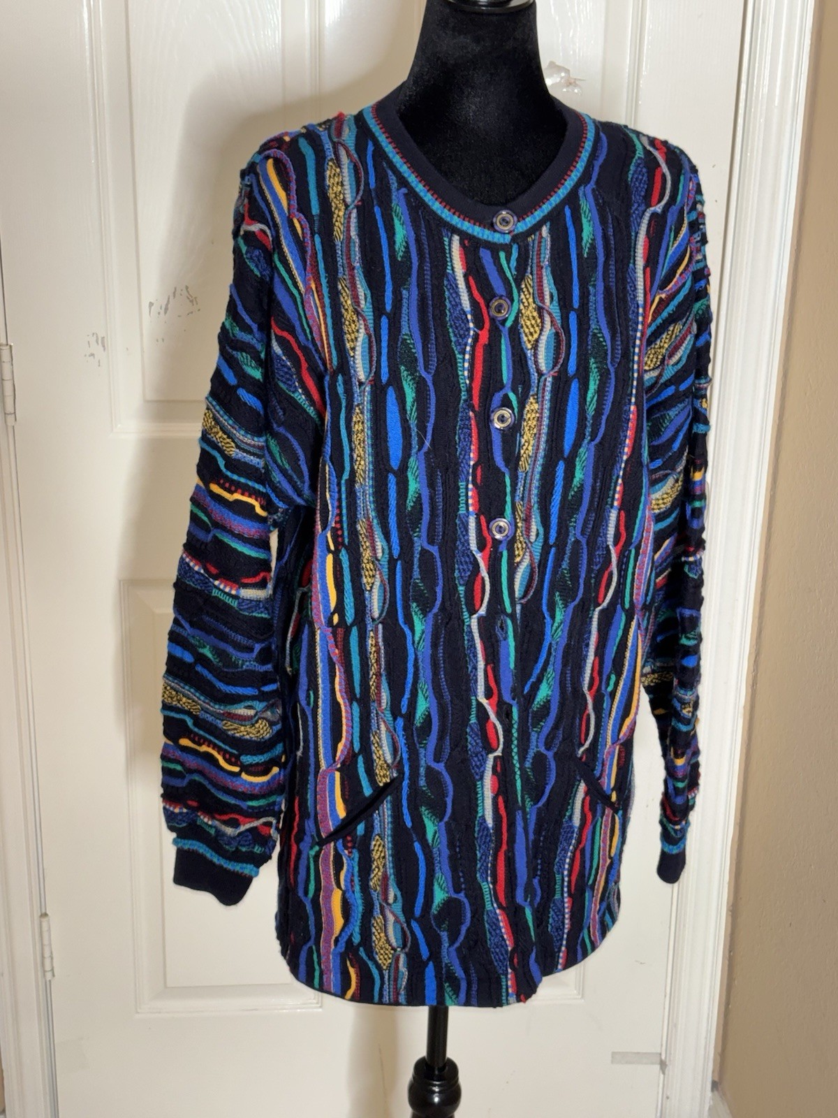 Vintage 90s Purely Australian Clothing Coogi Style Multicolor Knit Rare XL