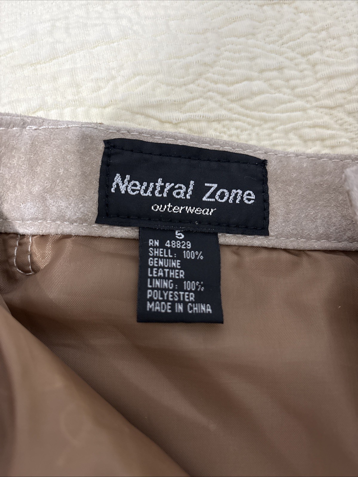 Vtg Neutral Zone Tan Suede Genuine Leather Pencil Skirt Lined Pockets Slits Sz 5