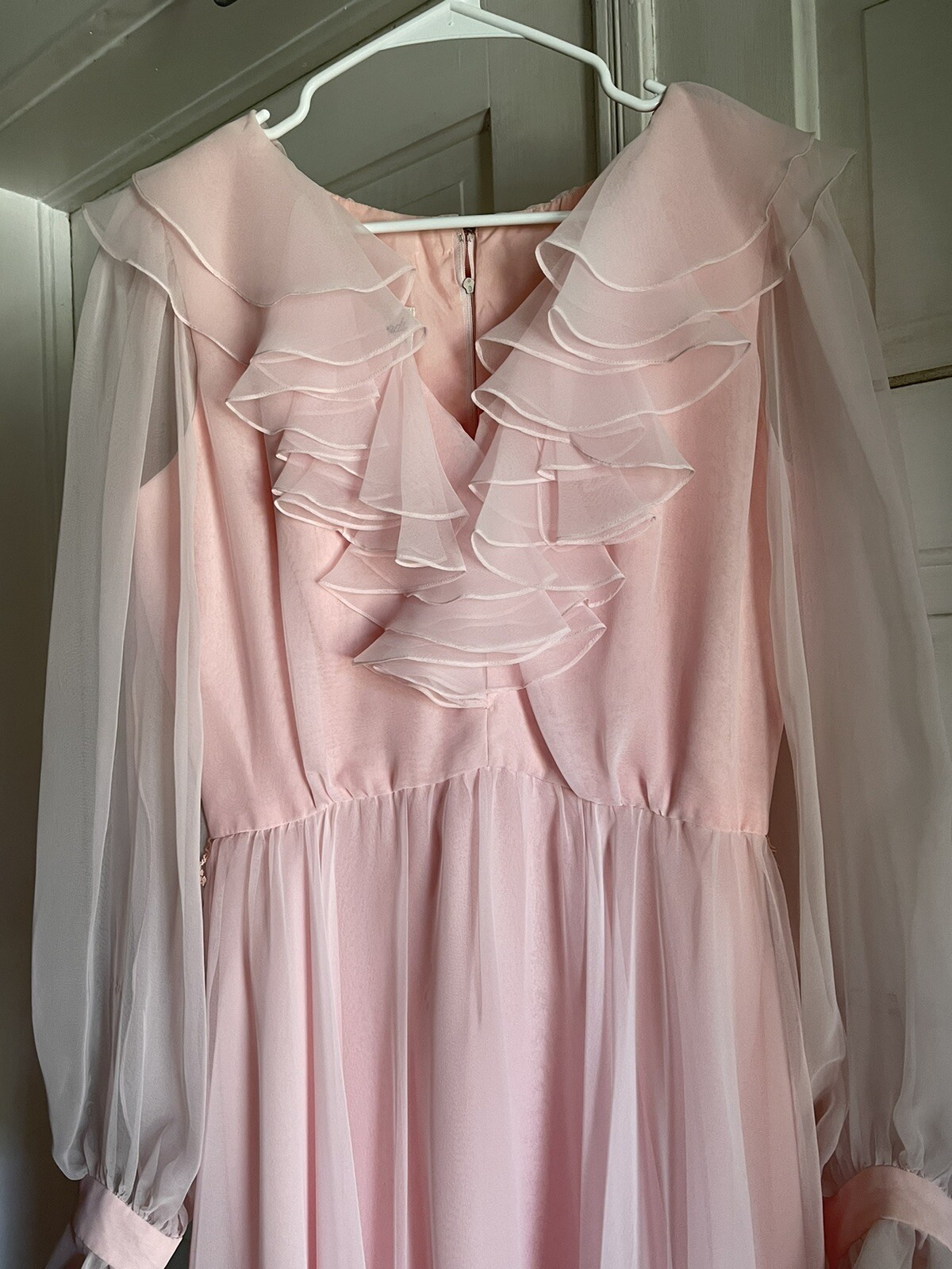 Vintage Jill Richards Pale Pink Chiffon Dress For Montaldos