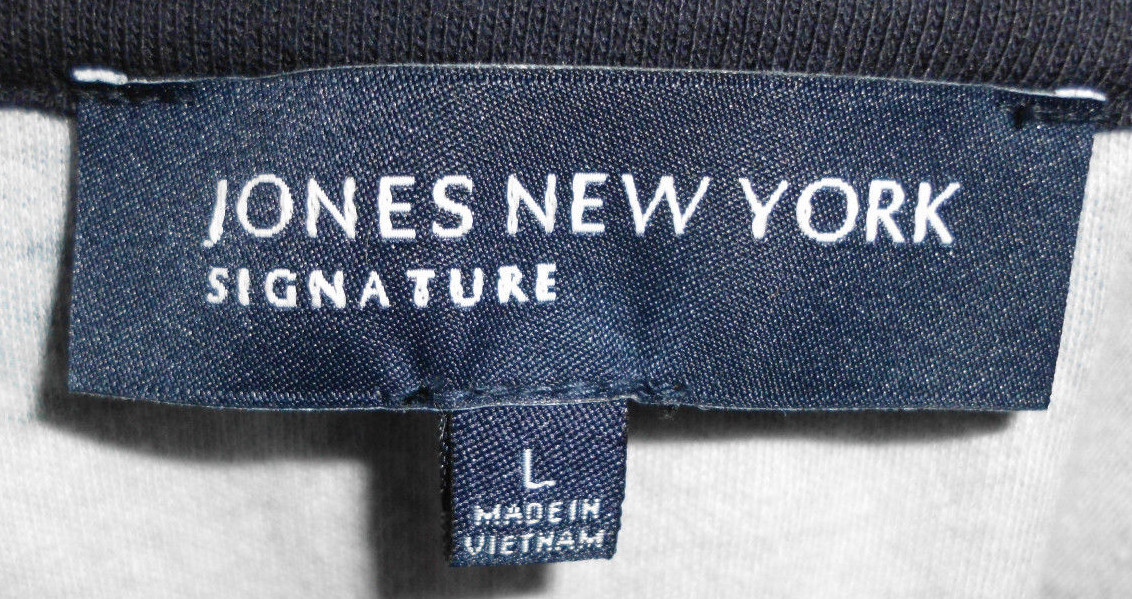 Vintage Jones New York Knit Top Size L MultiColor Stripe 100% Cotton 3/4 Sleeves