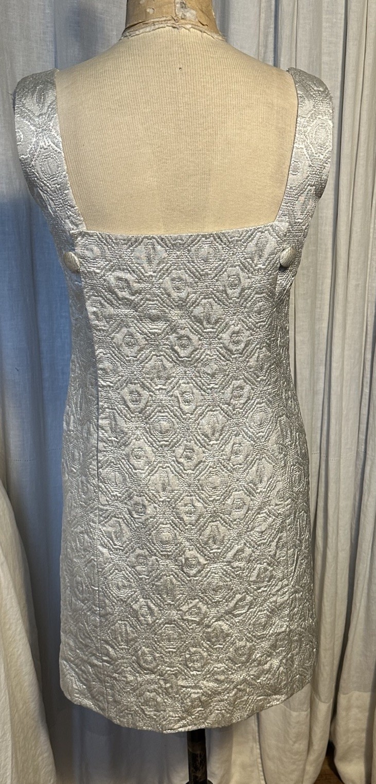 Vintage Mod 60s White Silver Metallic Sleeveless Dress Sz XS-S Pre-owned