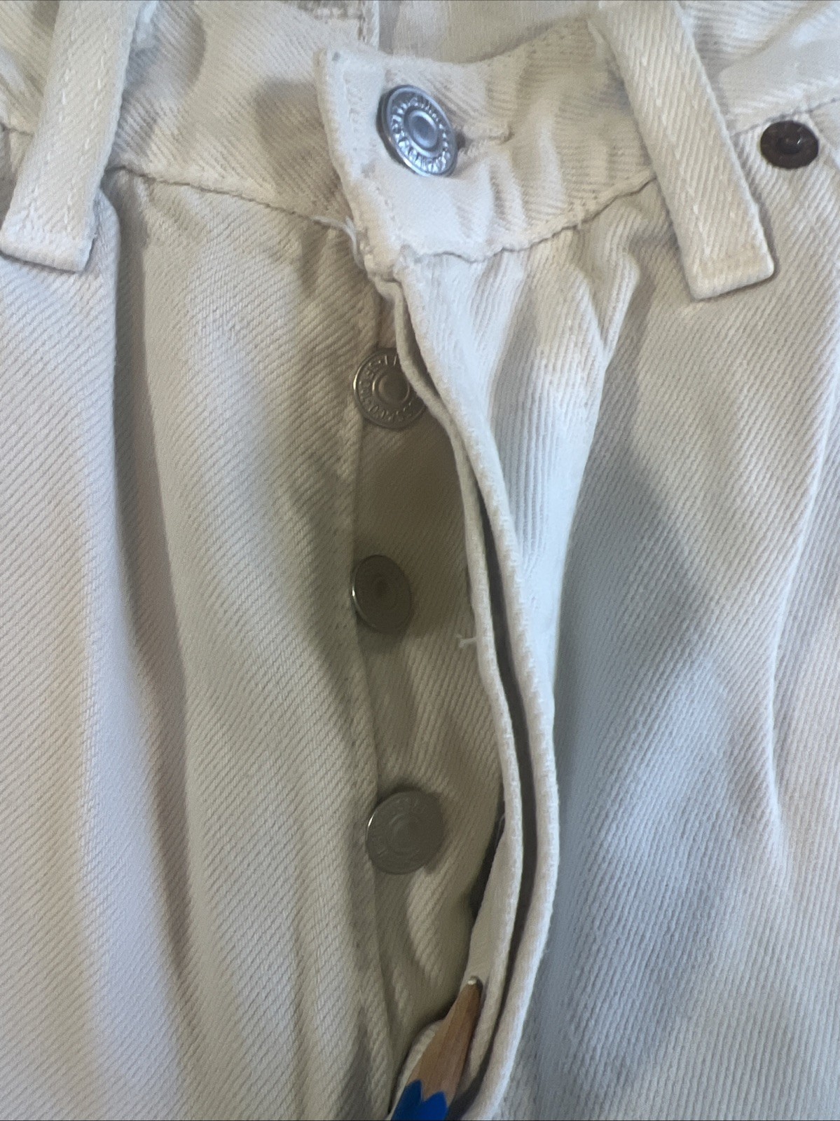 Women’s Levi’s 501 Jeans, Button Fly, White Denim And Made In The USA!!!