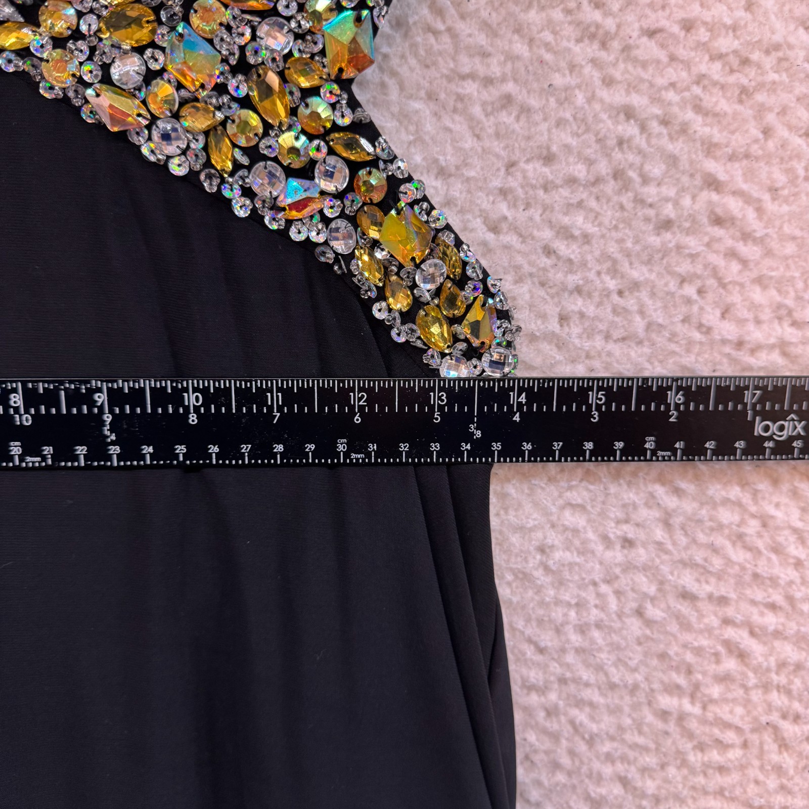 Y2K Vintage Prom Dress 10 Large Black Rhinestone Backless Maxi Formal Cocktail