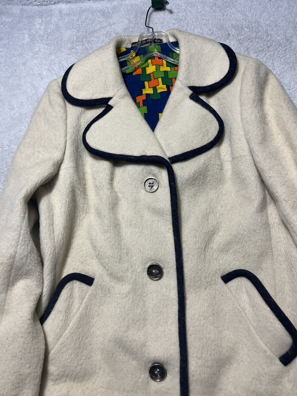 Vintage Pristine Lodenfrey 1842 Ivory Wool Outdoor Peacoat Australia Size 14.